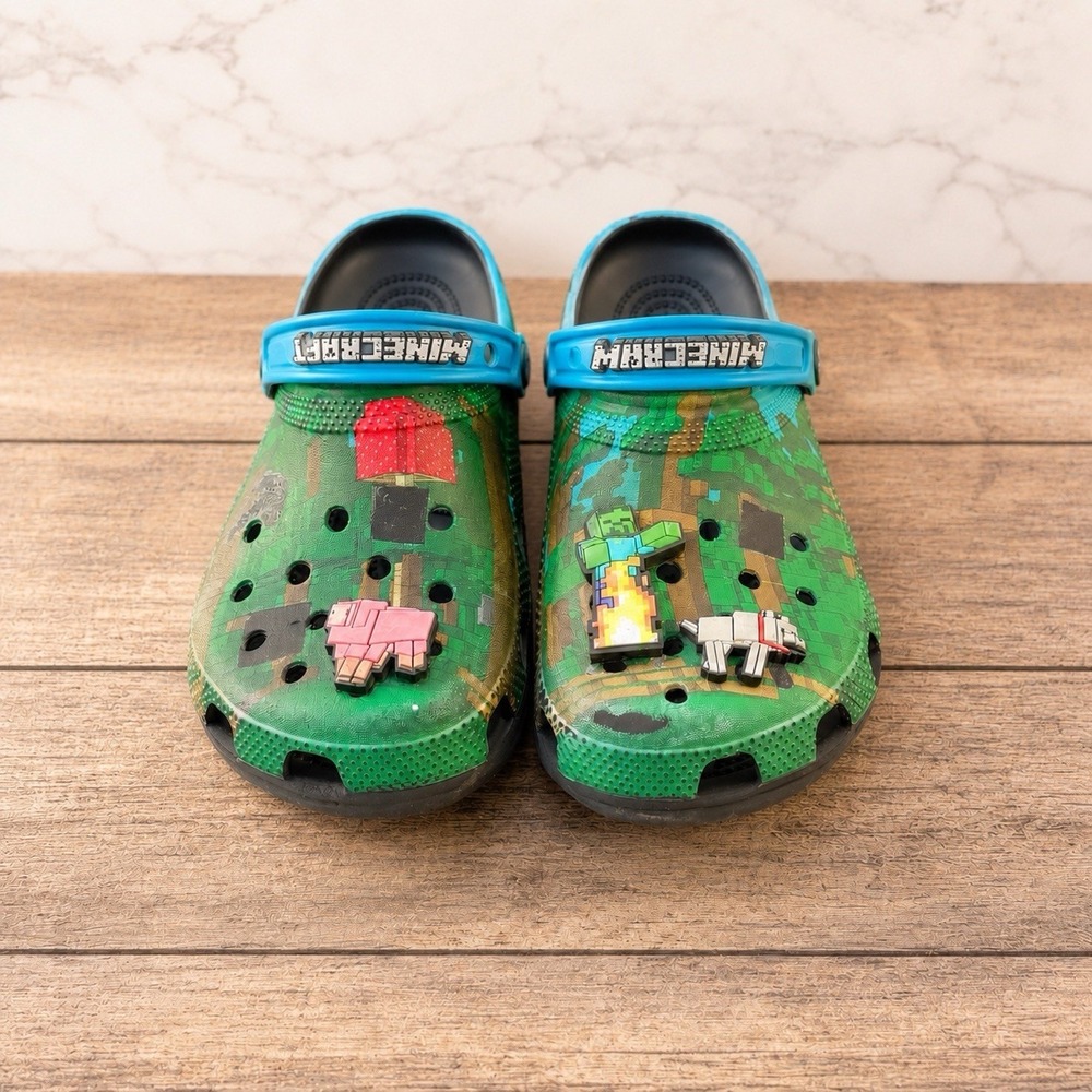 Crocs Minecraft Classic Clog Kids J4 Jibbitz Gamer Gaming Shoes Limited Edition